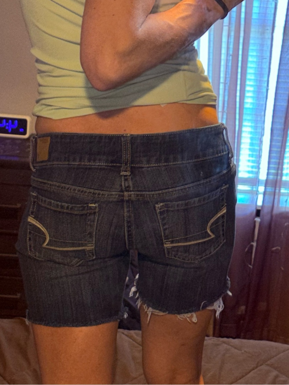 American Eagle Outfitters Dark Blue Denim Cutoff Shorts